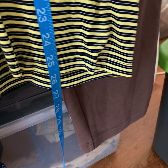 Bolle‎ Polo Shirt Mens Sz M Yellow Navy Blue Striped Cotton Short Sleeve Golf - Picture 8 of 9